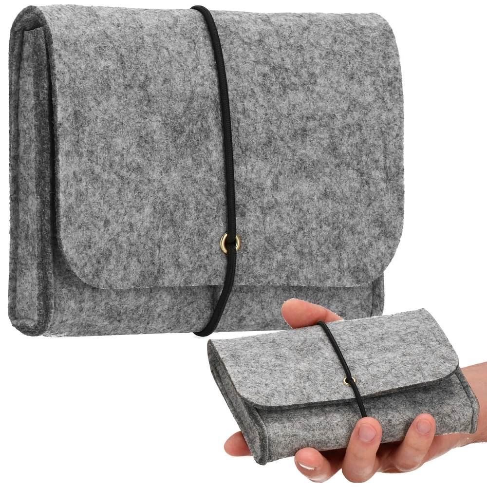 Springos Veltinis dėklas su elastine juostele 15x13 cm pilkas