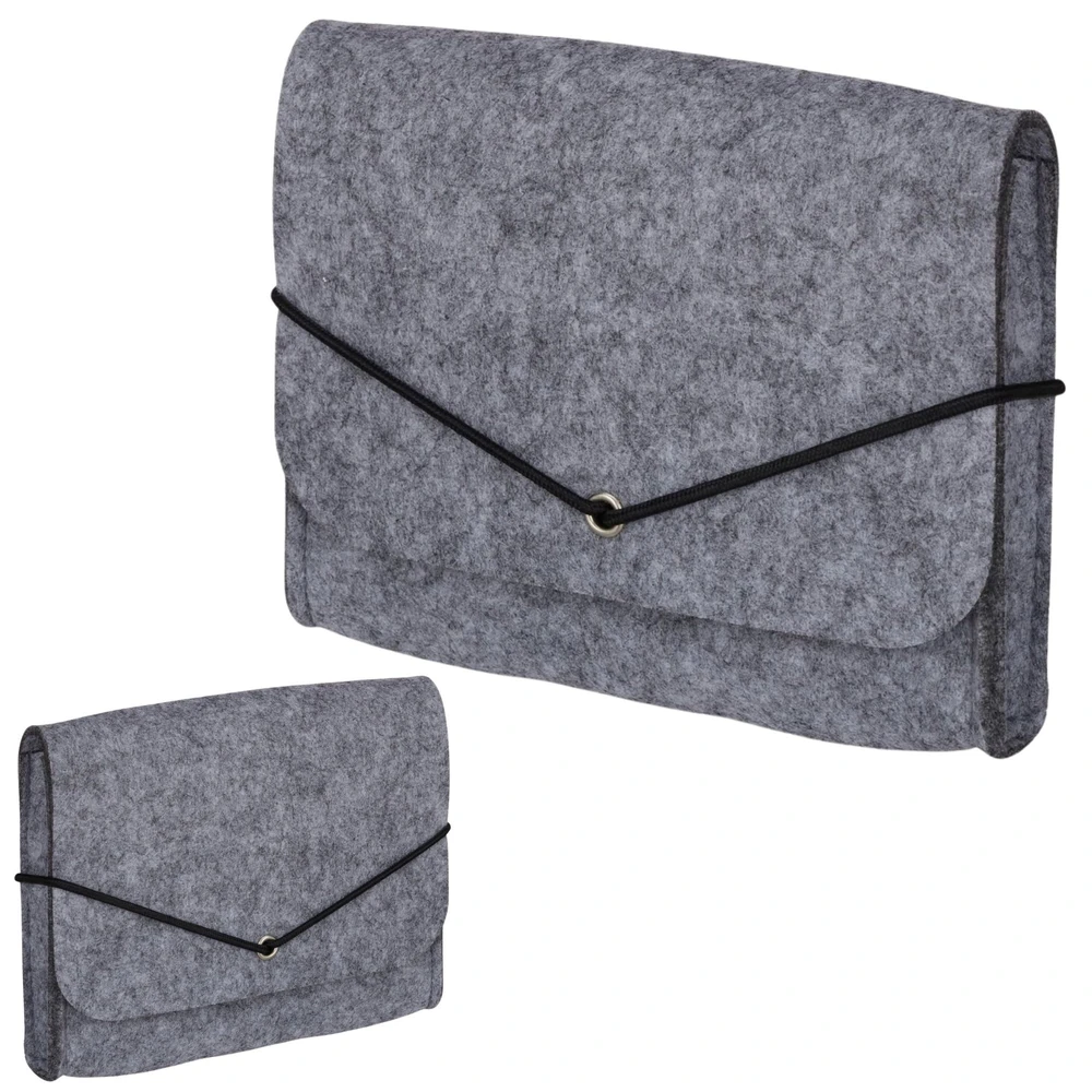 Springos Veltinis dėklas su elastine juostele 15x13 cm pilkas