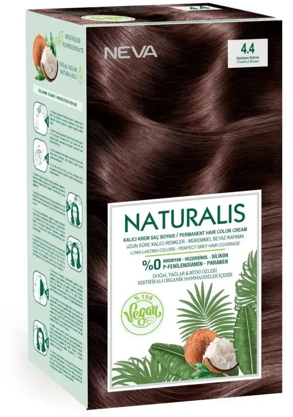 Neva Naturalis Permanent Hair Dye 4.4 Chestnut Brown, 150 ml