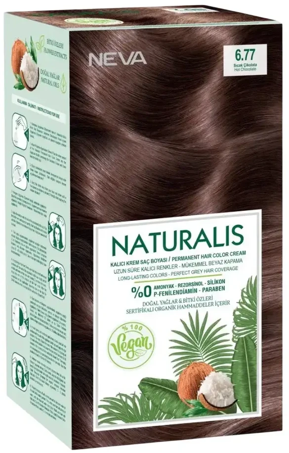 Neva, Naturalis, Vegan, Permanent Hair Dye, 6.77 Hot Chocolate, 150 ml