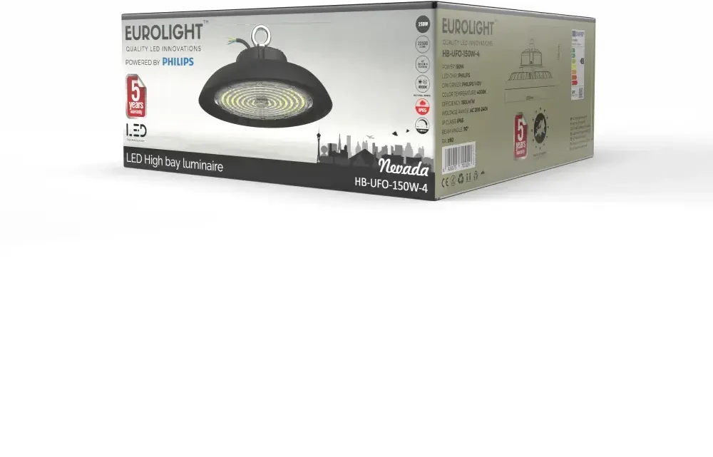 Nevada aukštų patalpų šviestuvas 150W 150Lm/W IP65 Eurolight