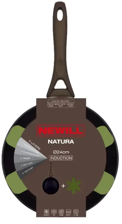 Newill Natura Ø24cm indukcinė ruda keptuvė su apsauga