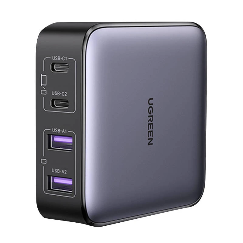 Nexode įkroviklis UGREEN CD327, 2x USB-C, 2x USB-A, GaN, 65W (pilka)