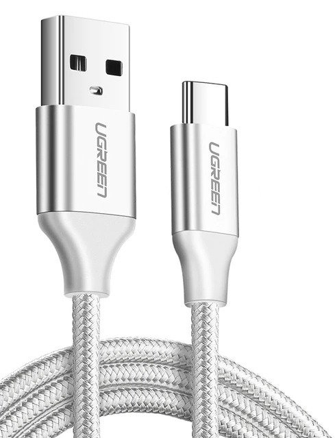 Nikeliu dengtas USB-C kabelis QC3.0 UGREEN 2m
