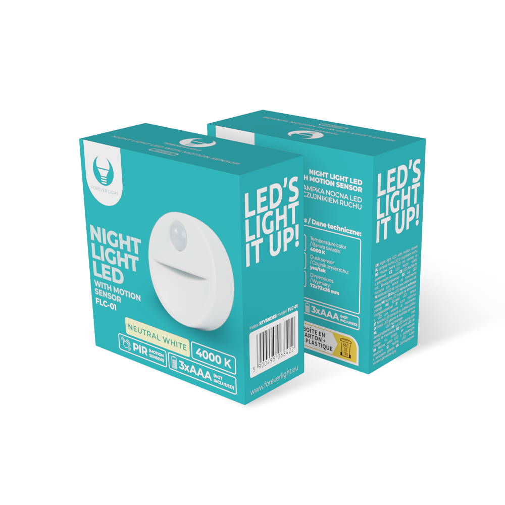 TelForceone Naktinė lempa LED FLC-01 PIR 3xAAA Forever Light