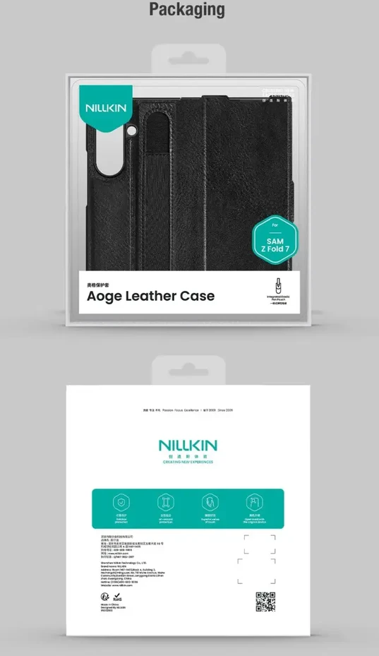 Nillkin Aoge dėklas skirtas Samsung Galaxy Z Fold 7 juodos spalvos
