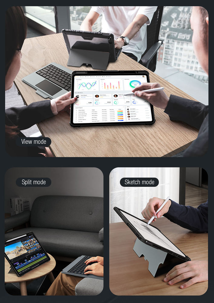 Nillkin Bumper Combo Klaviatūra (su pašvietimu) Apple iPad Pro 13 2024 dėklasp lanšetiniam kompiuteriui juodos spalvos