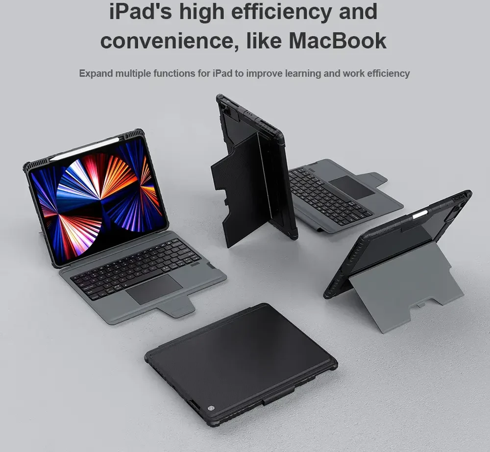 Nillkin Bumper Combo Keyboard dėklas skirtas Apple iPad Pro 12.9 2020/2021/2022/ Air 13 2024/2025 Juodas