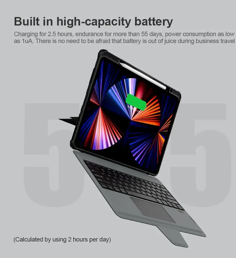 Nillkin Bumper Combo Keyboard dėklas skirtas Apple iPad Pro 12.9 2020/2021/2022/ Air 13 2024/2025 Juodas