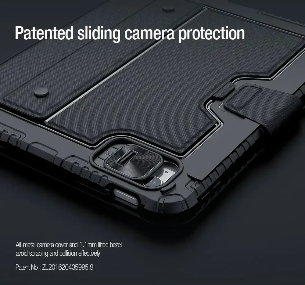Nillkin Bumper Combo dėklas su klaviatūra versija su pašvietimu) skirtas Apple iPad 10.9 2022/11 2025 juodos spalvos
