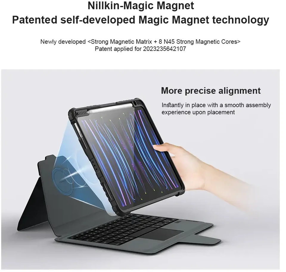Nillkin Bumper Link Keyboard dėklas (Backlit Version) for iPad Air 4/5/10.9 2020/11 2024/2025/Pro 11 2020/2021/2022 Juodas