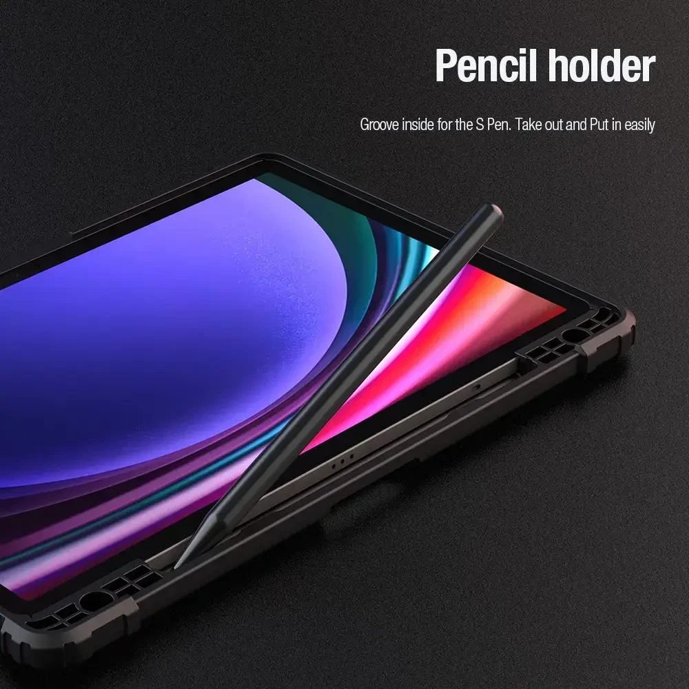 Nillkin Bumper PRO Protective Stand dėklas Multi-angle skirtas Samsung Galaxy Tab S10 FE juodos spalvos