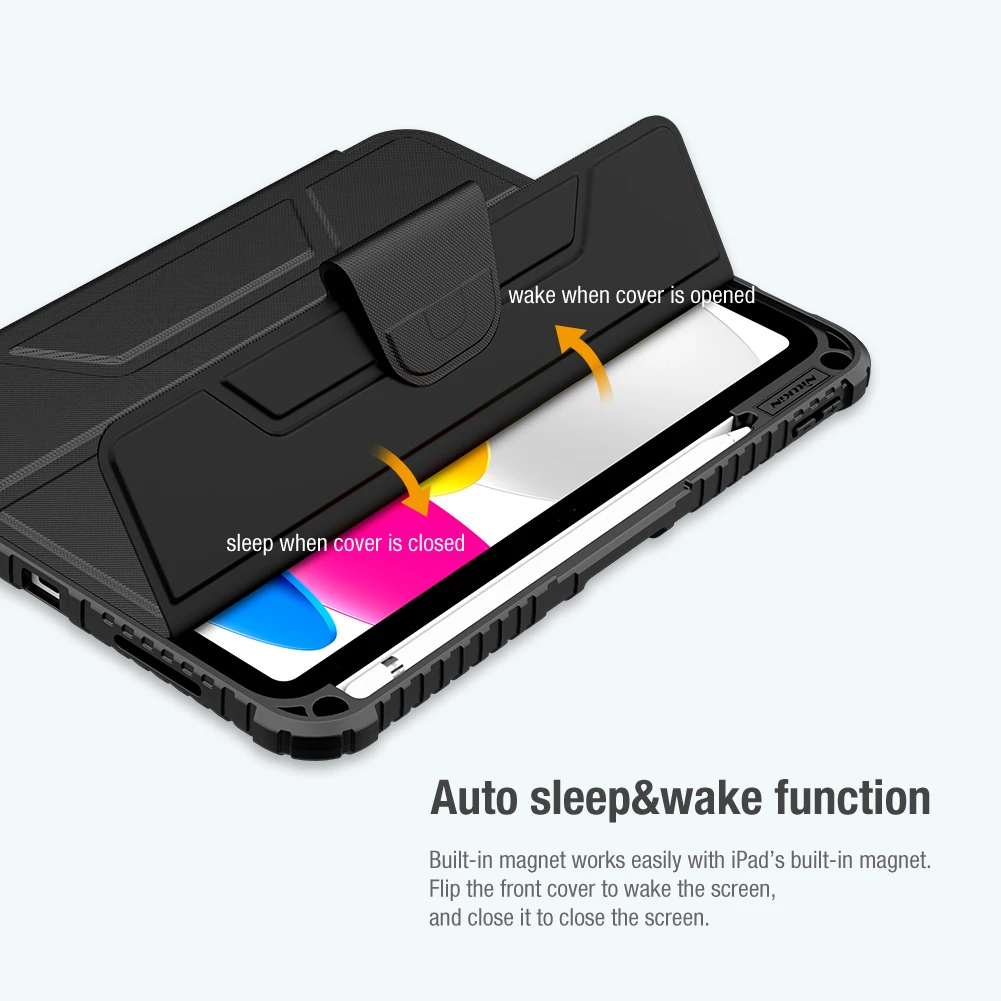 Nillkin Bumper PRO apsauginis stovo dėklas iPad 10.9 2022/11 2025 Juodas