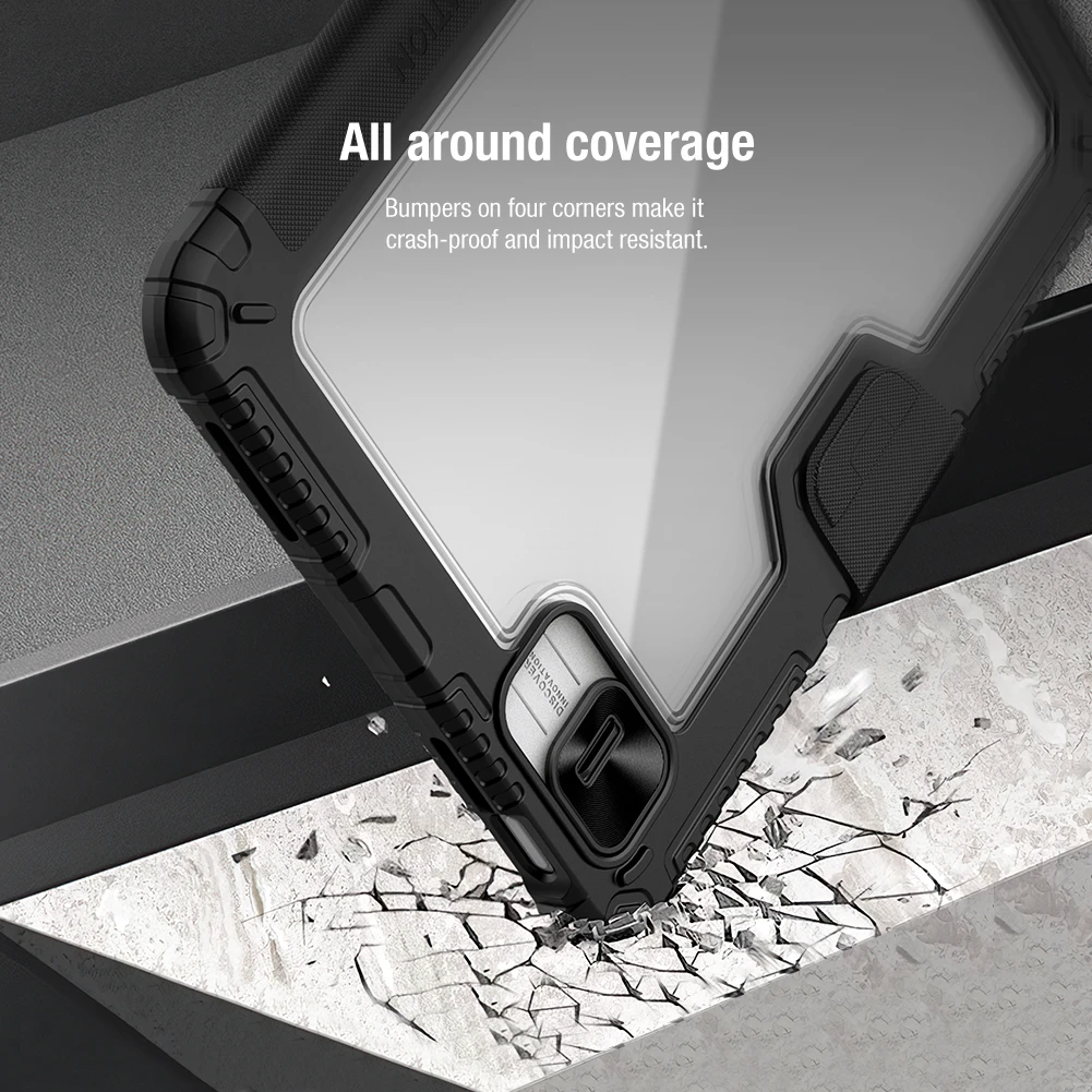 Nillkin Bumper PRO apsauginis stovo dėklas iPad 10.9 2022/11 2025 Juodas