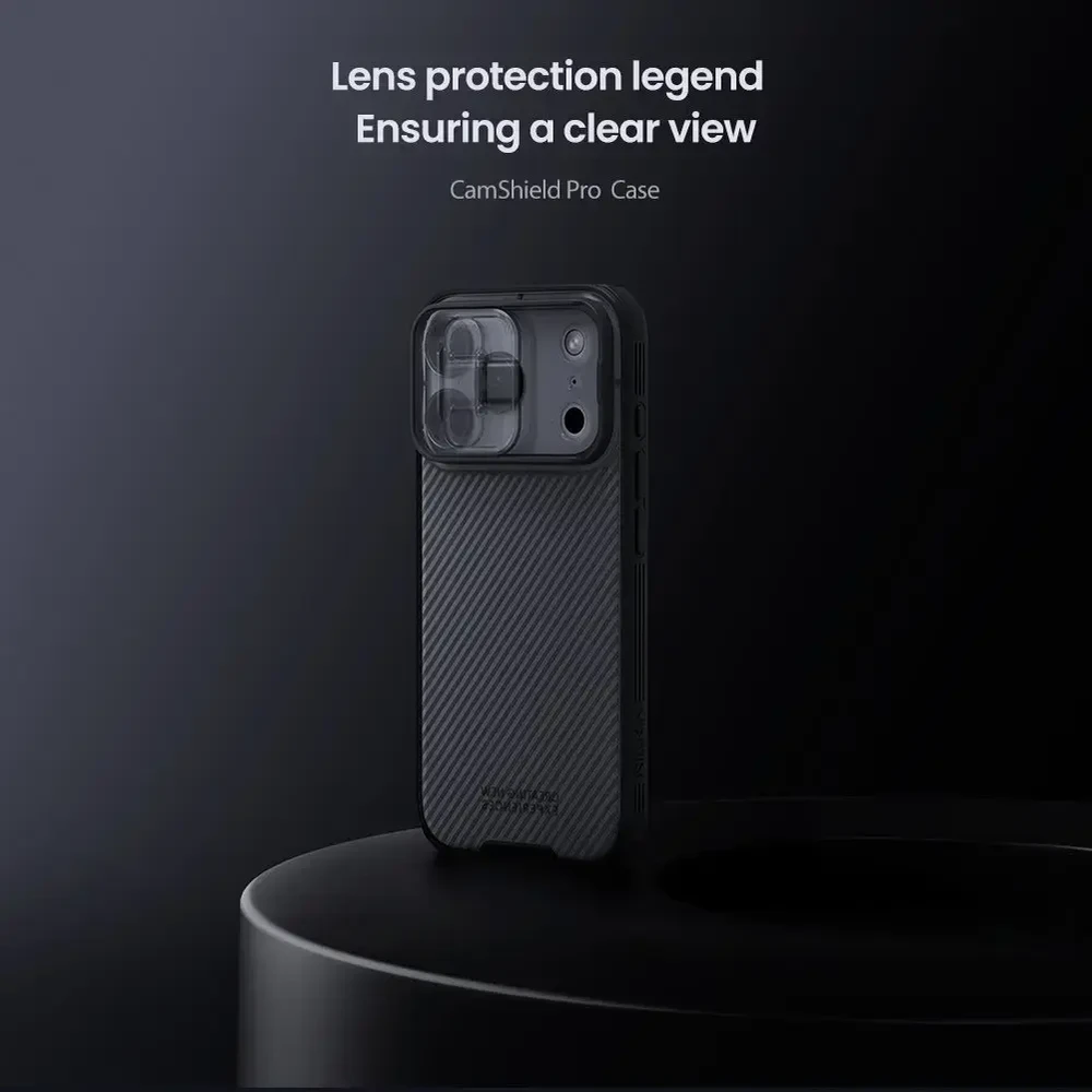 Nillkin CamShield PRO dėklas skirtas Apple iPhone 17 Pro skaidrus juodos spalvos