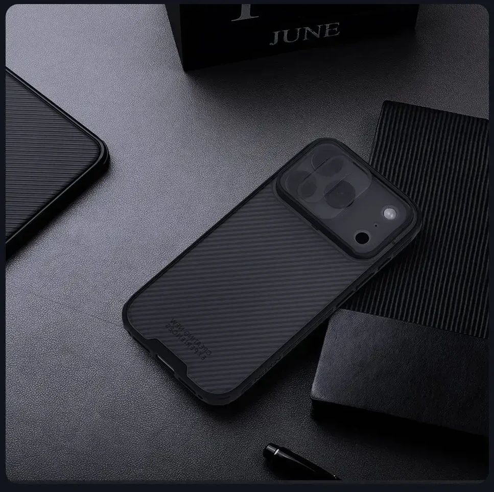 Nillkin CamShield PRO dėklas skirtas Apple iPhone 17 Pro skaidrus juodos spalvos