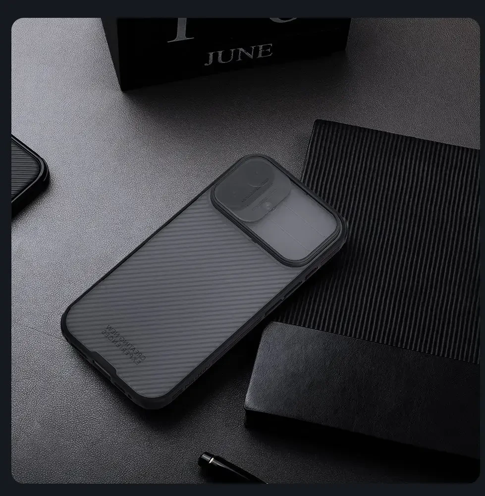 Nillkin CamShield PRO dėklas skirtas Apple iPhone 17 skaidrus juodos spalvos