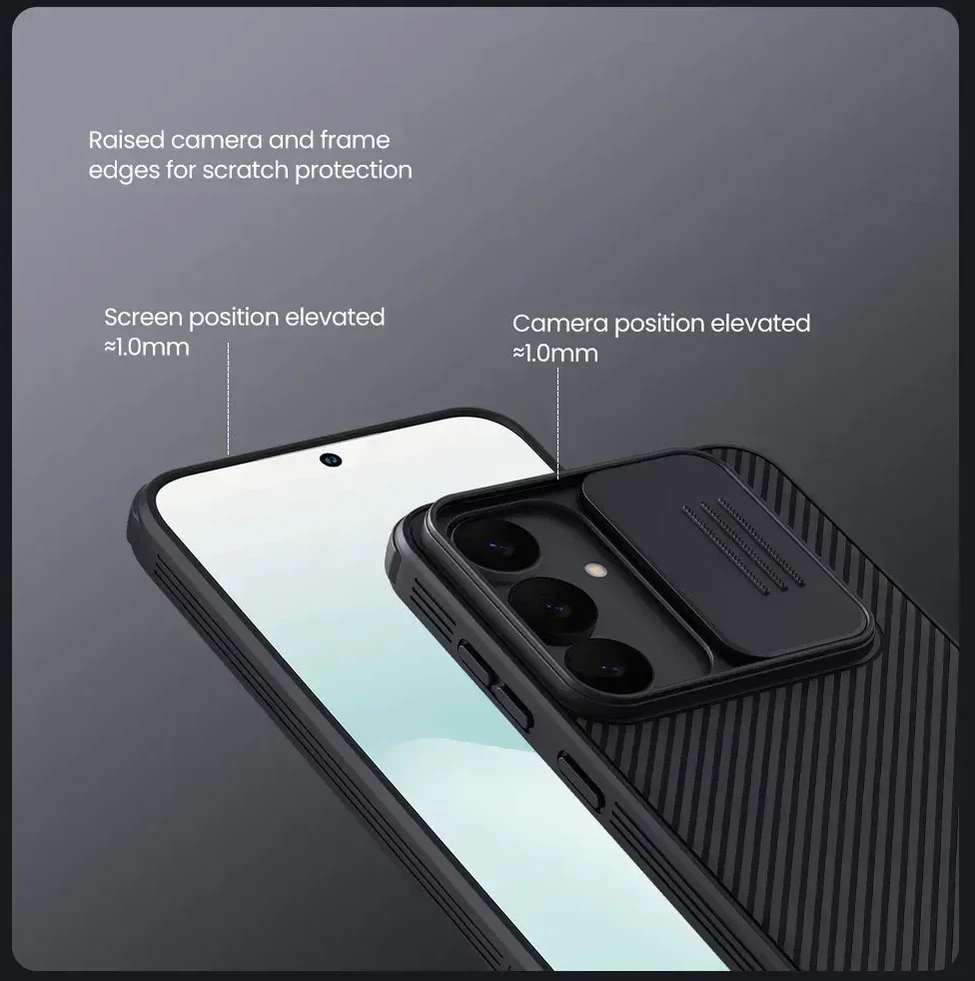 Nillkin CamShield PRO dėklas skirtas Samsung Galaxy S25 FE juodos spalvos