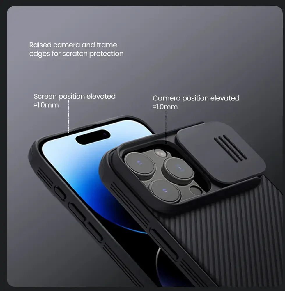 Nillkin CamShield Pro Hard Apple iPhone 16 Pro Max dėklas telefonui juodos spalvos