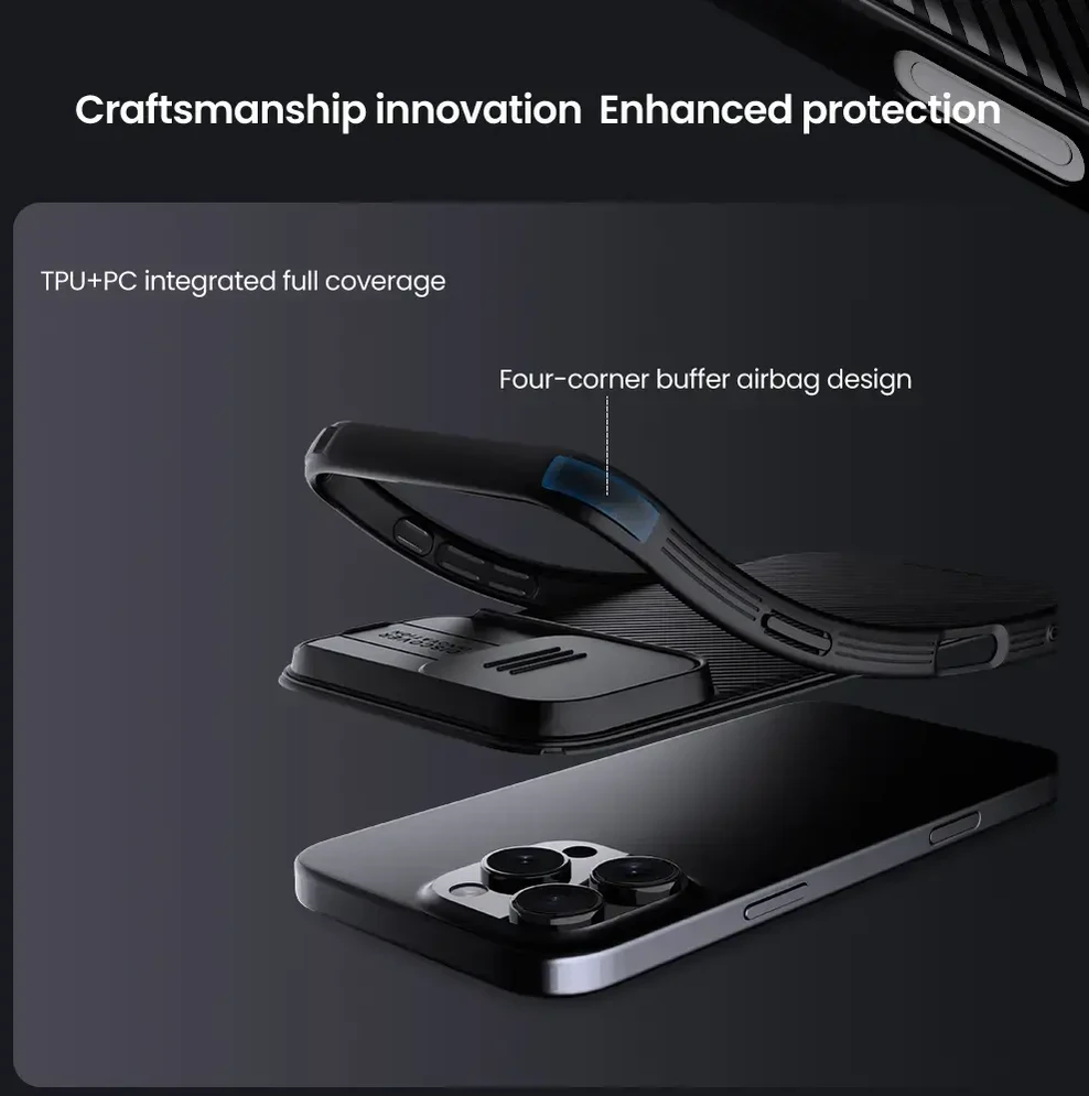 Nillkin CamShield PRO Hard Apple iPhone 16 Pro dėklas telefonui juodos spalvos