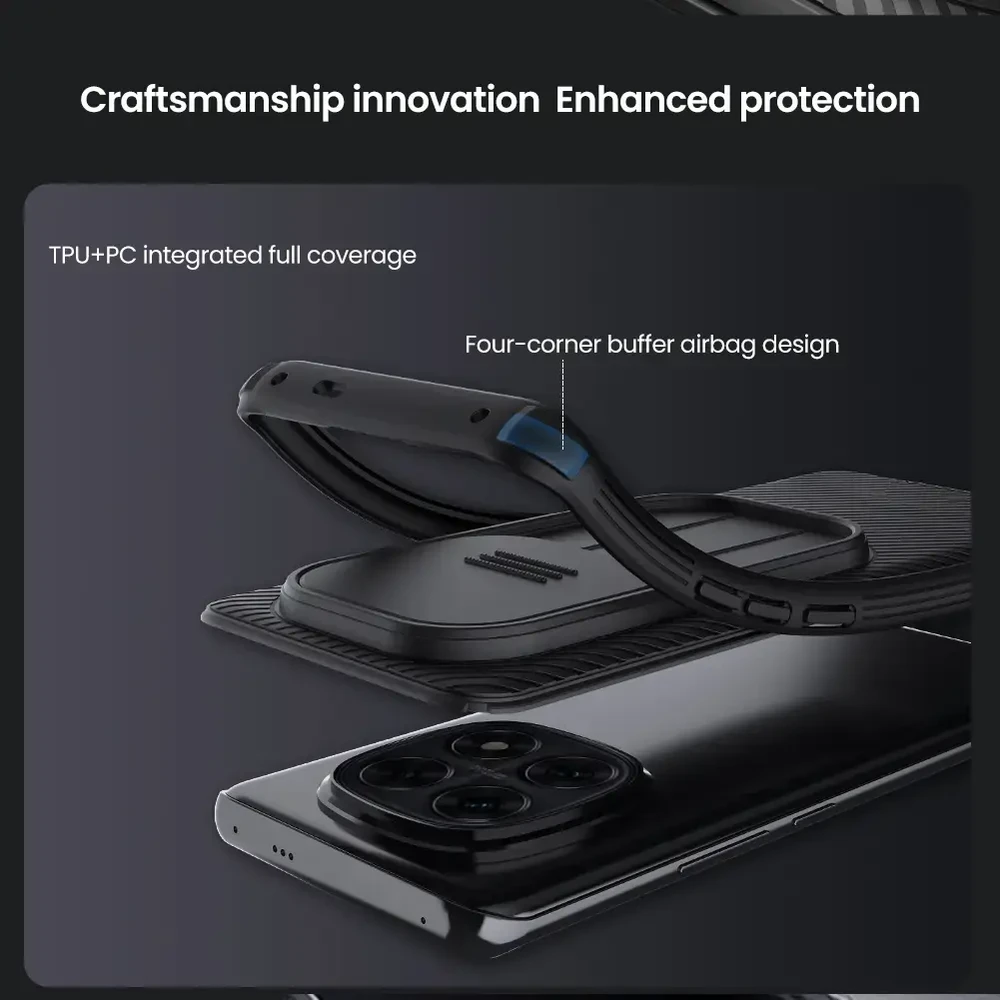 Nillkin CamShield PRO Hard Xiaomi Redmi Note 14 Pro+ 5G dėklas telefonui juodos spalvos