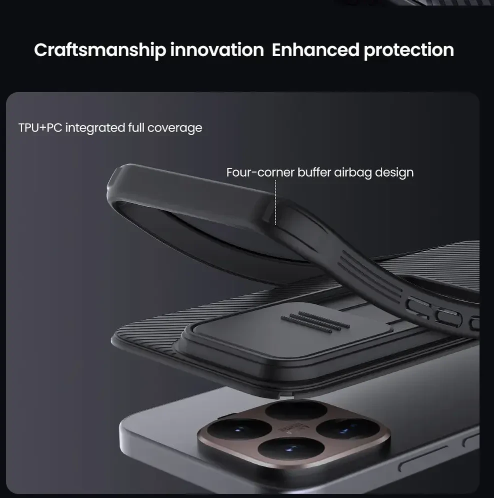 Nillkin CamShield PRO Hard dėklas skirtas Xiaomi 15T Pro juodos spalvos