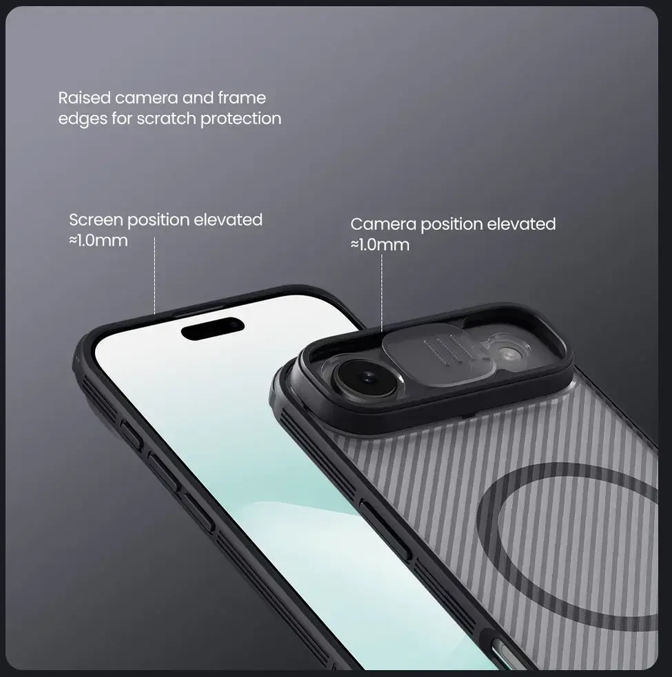 Nillkin CamShield PRO Magnetic Hard dėklas skirtas Apple iPhone Air skaidrus juodos spalvos