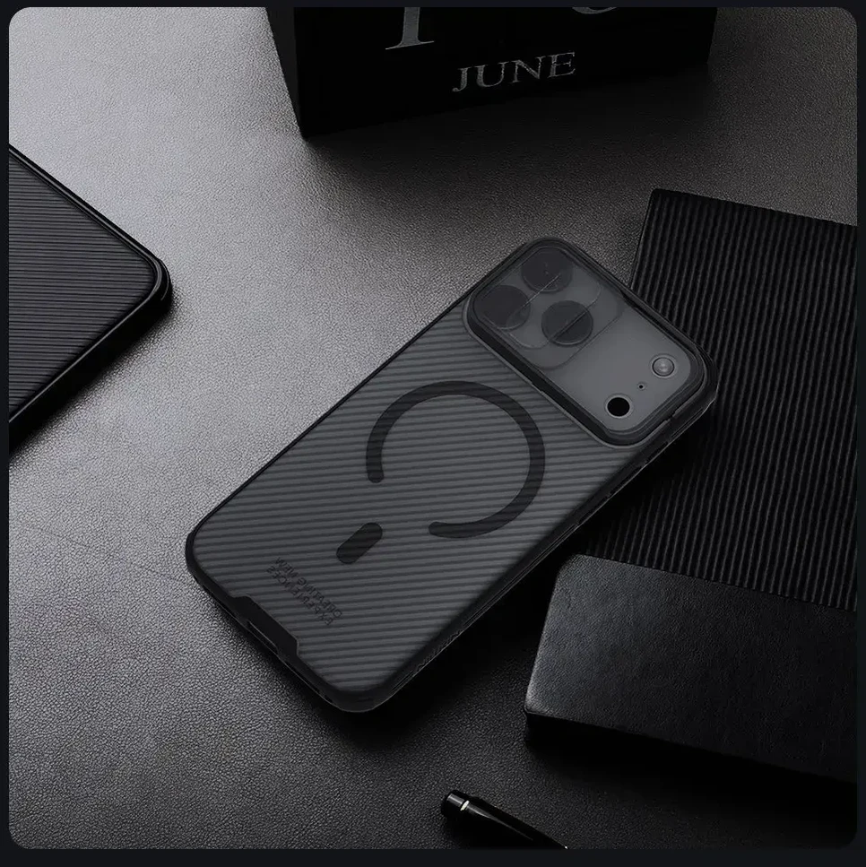 Nillkin CamShield PRO Magnetic Hard dėklas skirtas Apple iPhone 17 Pro Max skaidrus juodos spalvos
