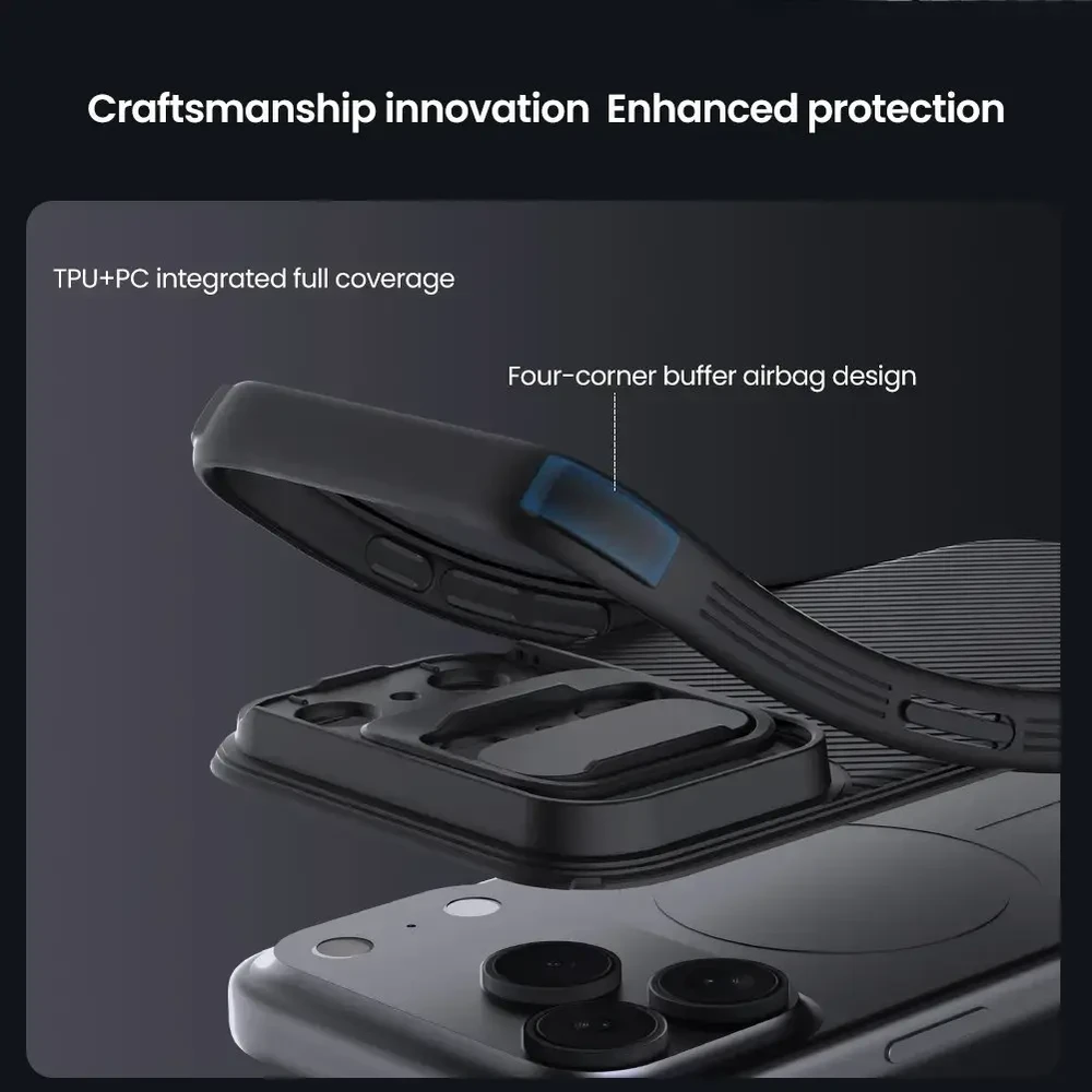 Nillkin CamShield PRO dėklas skirtas Apple iPhone 17 Pro Max juodos spalvos
