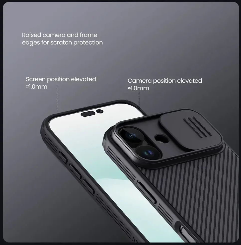 Nillkin CamShield PRO dėklas skirtas iPhone 17 juodos spalvos