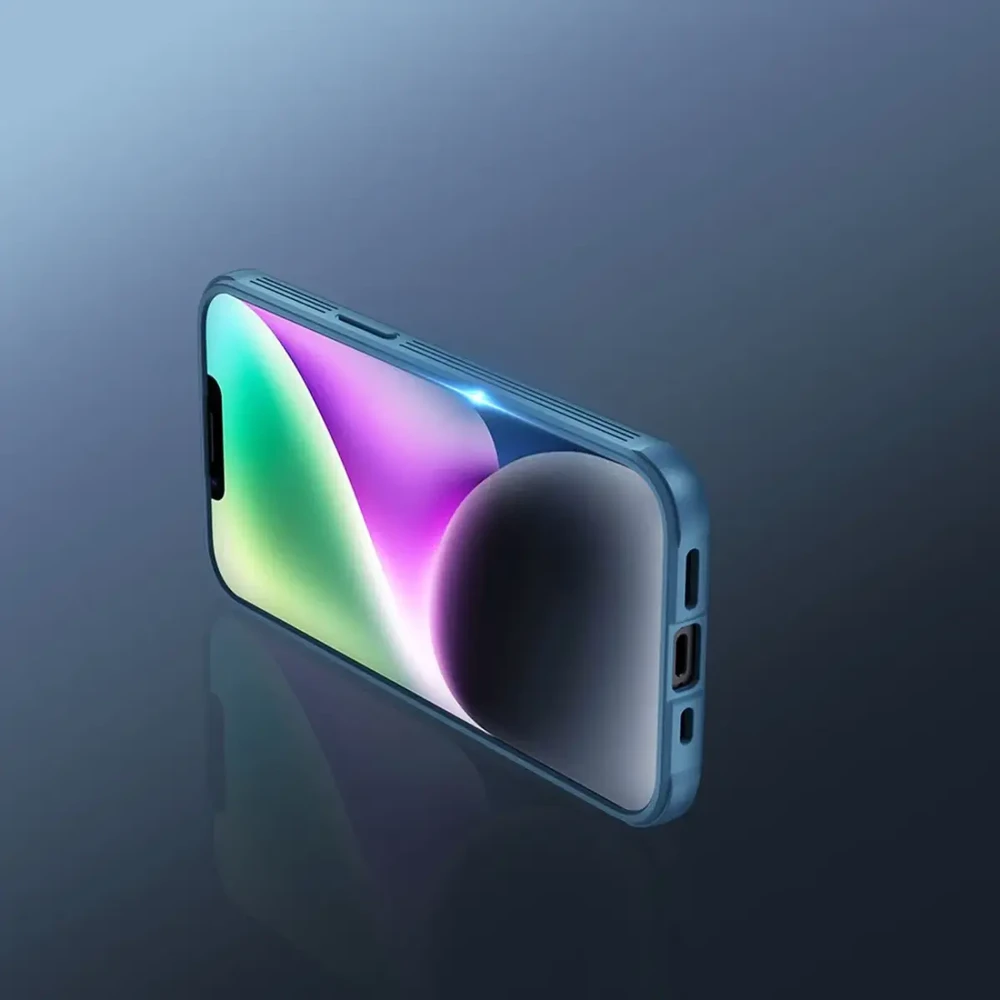 Nillkin CamShield Pro iPhone 14 Plus šarvuotas dėklas telefonui su kameros apsauga, žalios spalvos