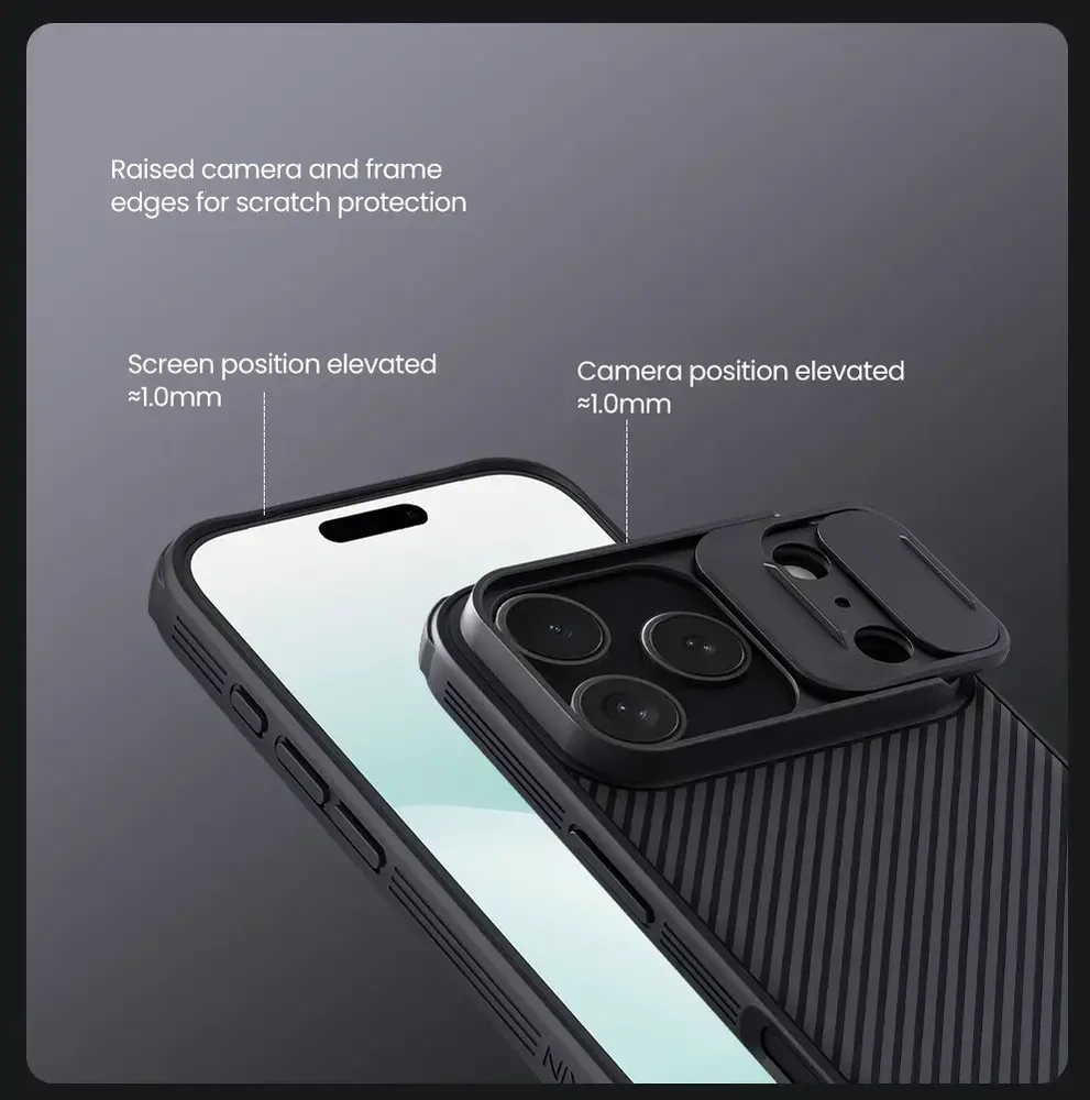 Nillkin CamShield PRO dėklas skirtas Apple iPhone 17 Pro juodos spalvos