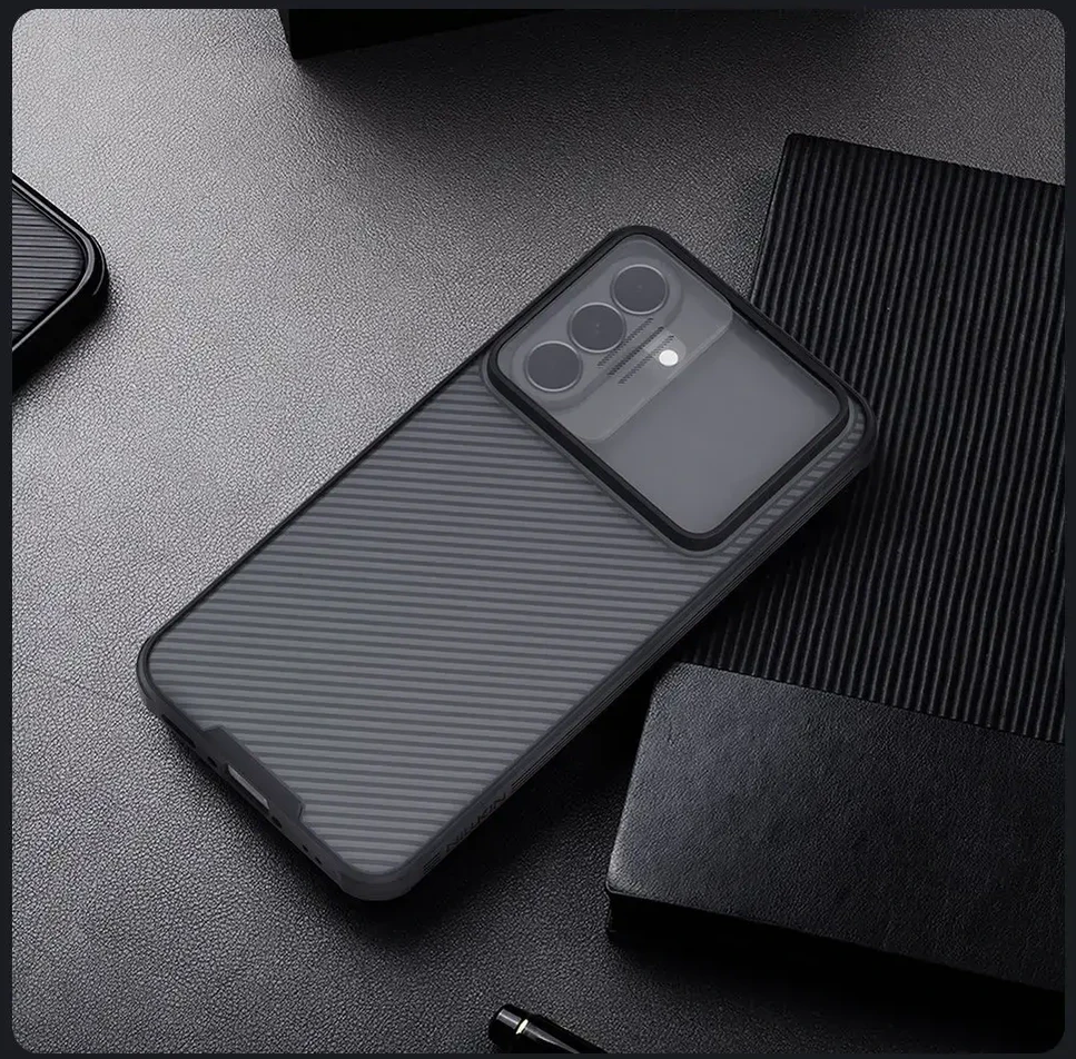 Dėklas Nillkin CamShield PRO Hard Case skirtas Samsung Galaxy A37 skaidrus juodos spalvos