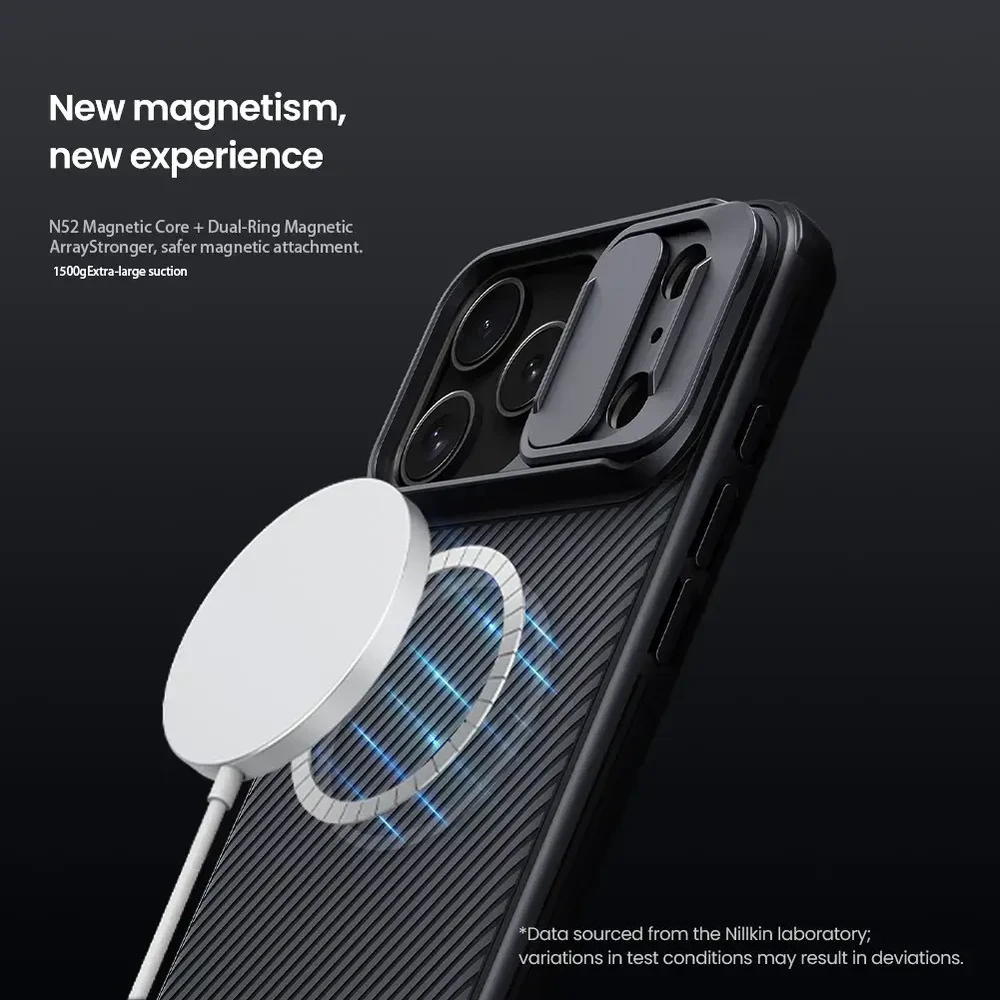 Nillkin CamShield PRO Magnetic Hard dėklas skirtas Apple iPhone 17 Pro Max juodos spalvos
