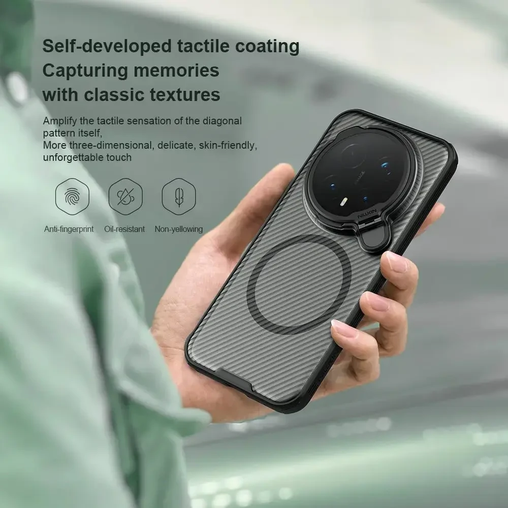 Nillkin CamShield Prop telefono dėklas su stovu skirtas Magic 8 Pro permatomas juodas (su kameros objektyvo apsauga)