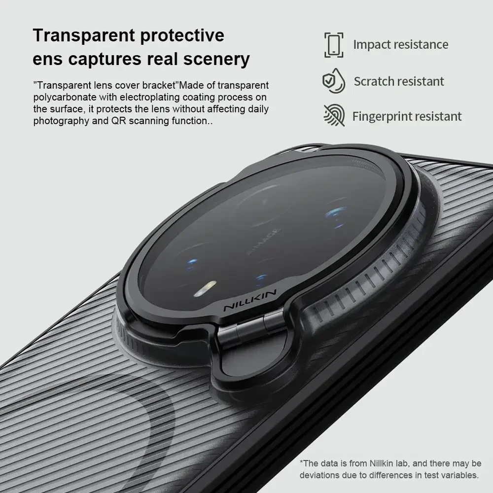 Nillkin CamShield Prop telefono dėklas su stovu skirtas Magic 8 Pro permatomas juodas (su kameros objektyvo apsauga)