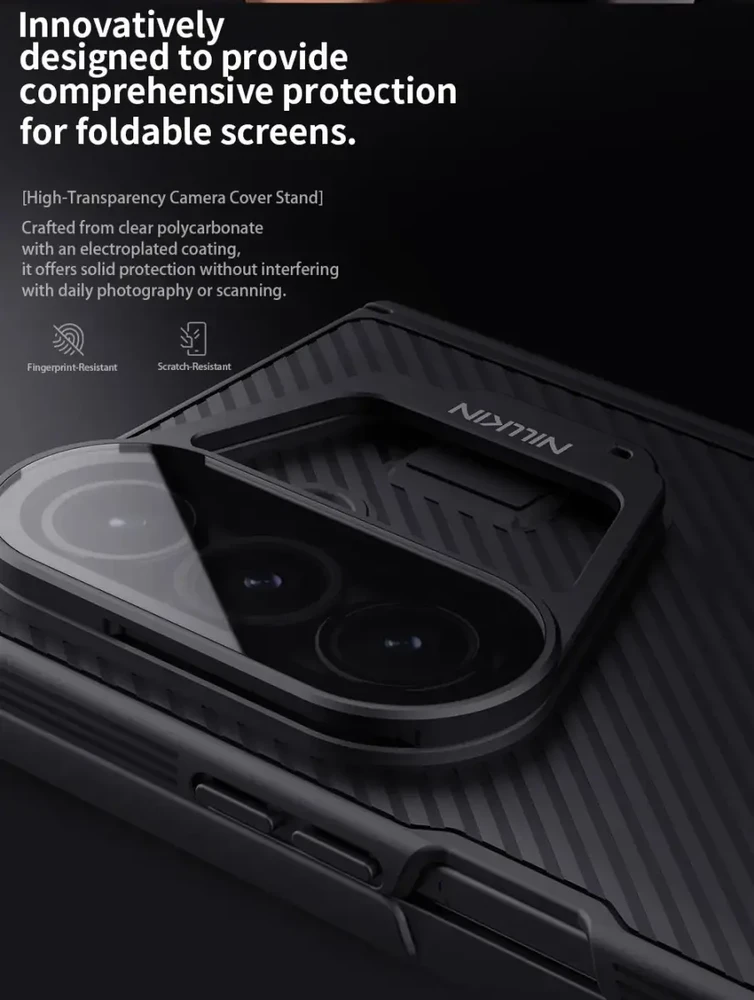 Nillkin CamShield Prop Magnetic (skaidrus Lens) dėklas skirtas Samsung Galaxy Z Fold 7 juodos spalvos