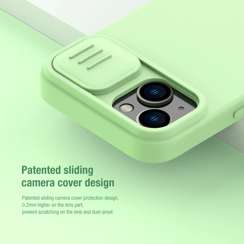 Dėklas Nillkin CamShield Silky Magnetic Silicone Apple iPhone 14 Plus šviesiai violetinis