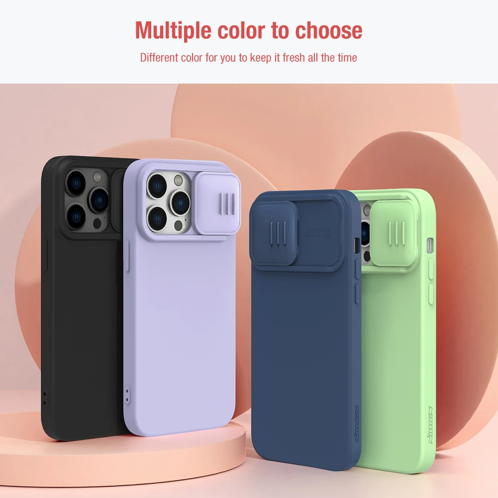 Dėklas Nillkin CamShield Silky Magnetic Silicone Apple iPhone 14 Pro Max šviesiai žalias