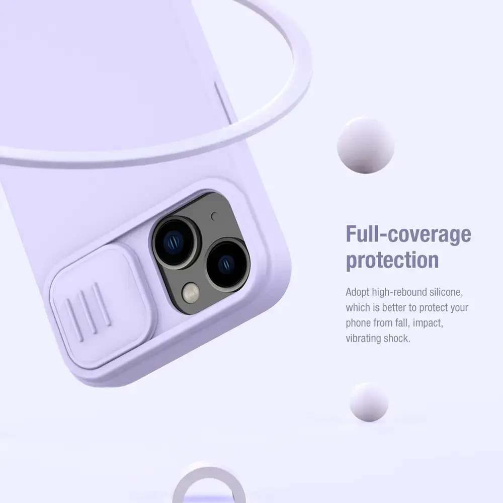 Dėklas Nillkin CamShield Silky Magnetic Silicone Apple iPhone 14 Plus tamsiai mėlynas