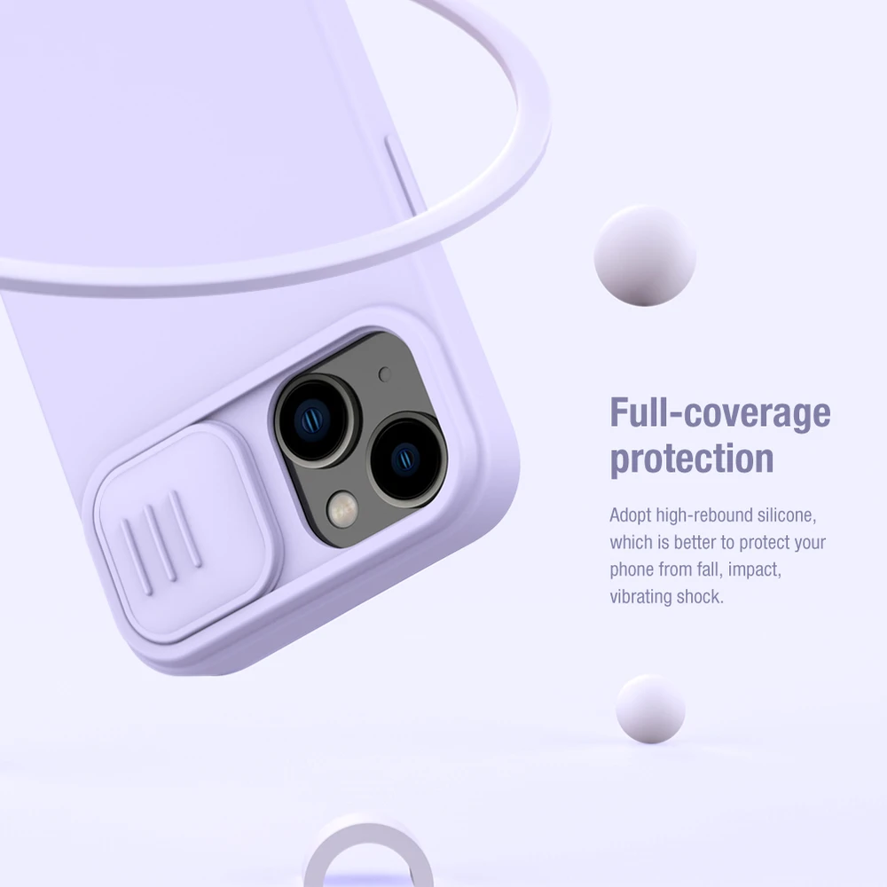 Nillkin CamShield Silky Silicone Apple iPhone 14 Plus with Camera Protector dėklas telefonui violetinės spalvos