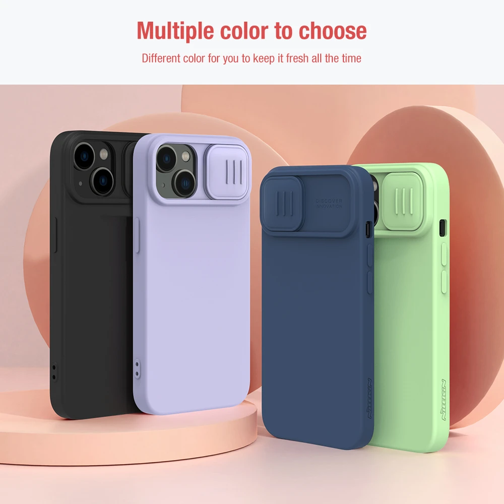 Nillkin CamShield Silky Silicone Apple iPhone 14 Plus with Camera Protector dėklas telefonui violetinės spalvos