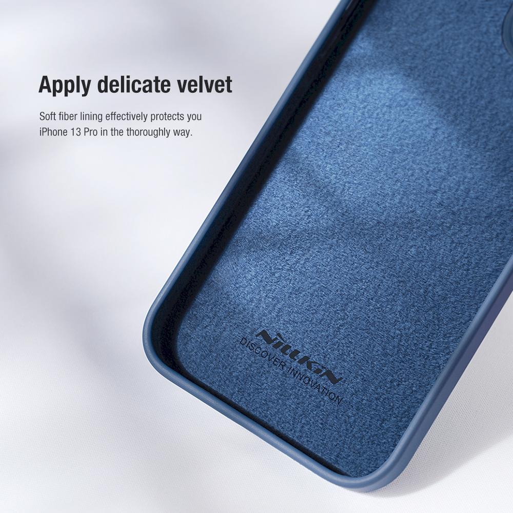 Nillkin Camshield šilkinis silikoninis dėklas su fotoaparato dangteliu, skirtas iPhone 13 Pro Juodas
