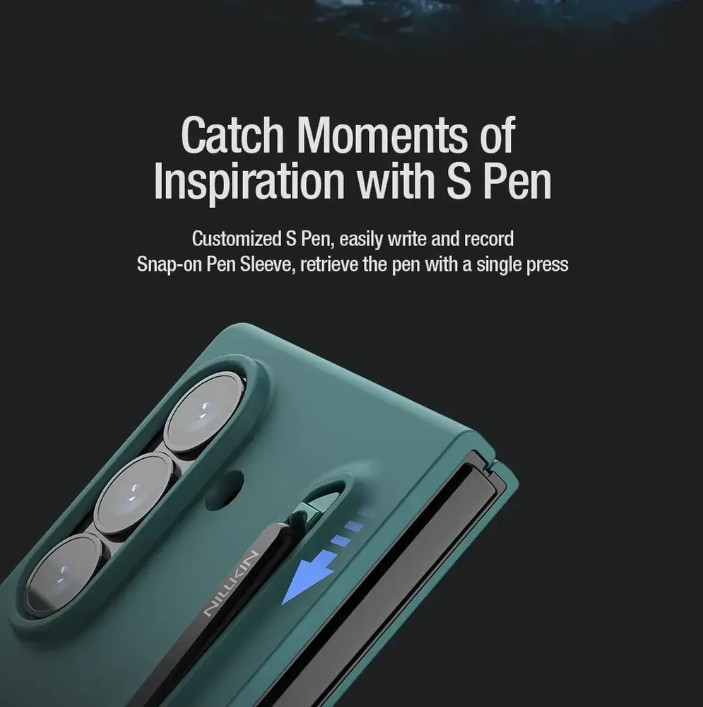 „Nillkin Flex Pure Fold“ rašiklio lizdo dėklas, skirtas „Samsung Galaxy Z Fold 7“, šviesiai žalias