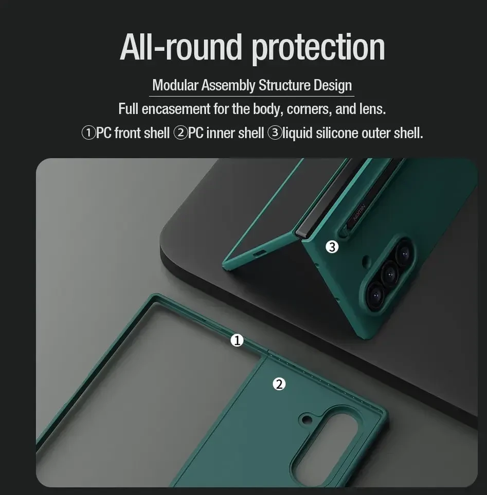 „Nillkin Flex Pure Fold“ rašiklio lizdo dėklas, skirtas „Samsung Galaxy Z Fold 7“, šviesiai žalias
