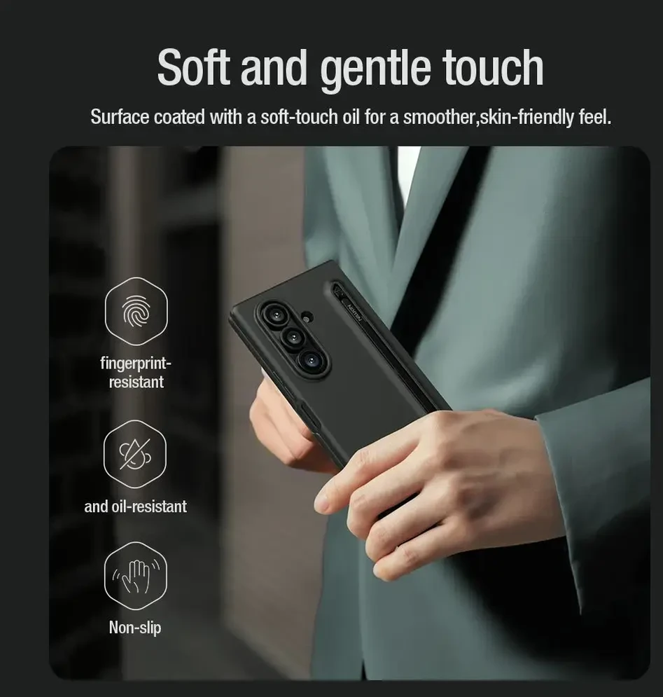 „Nillkin Flex Pure Fold“ rašiklio lizdo dėklas, skirtas „Samsung Galaxy Z Fold 7“, šviesiai žalias