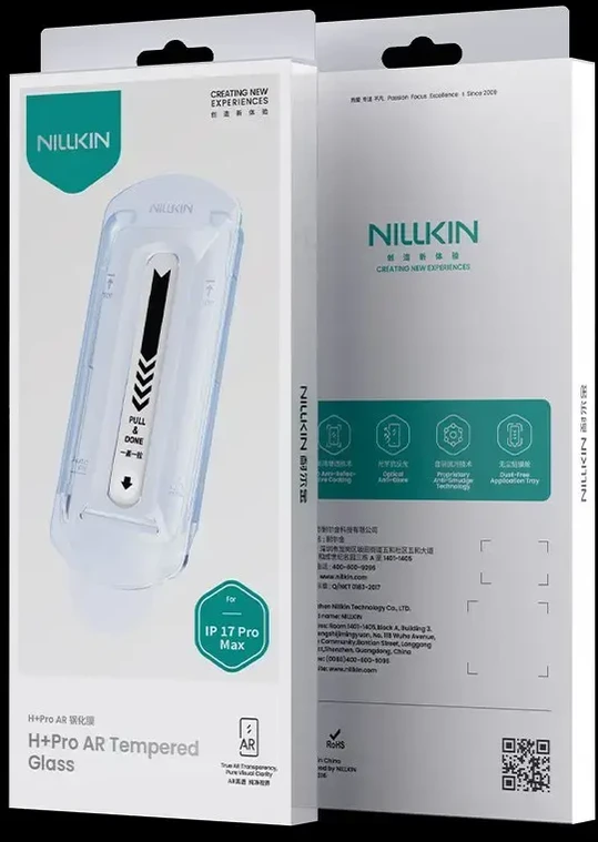 Nillkin Apsauginis stiklas 0.2mm H+ PRO 2.5D skirtas iPhone 17 Pro Max (su aplikatoriumi)