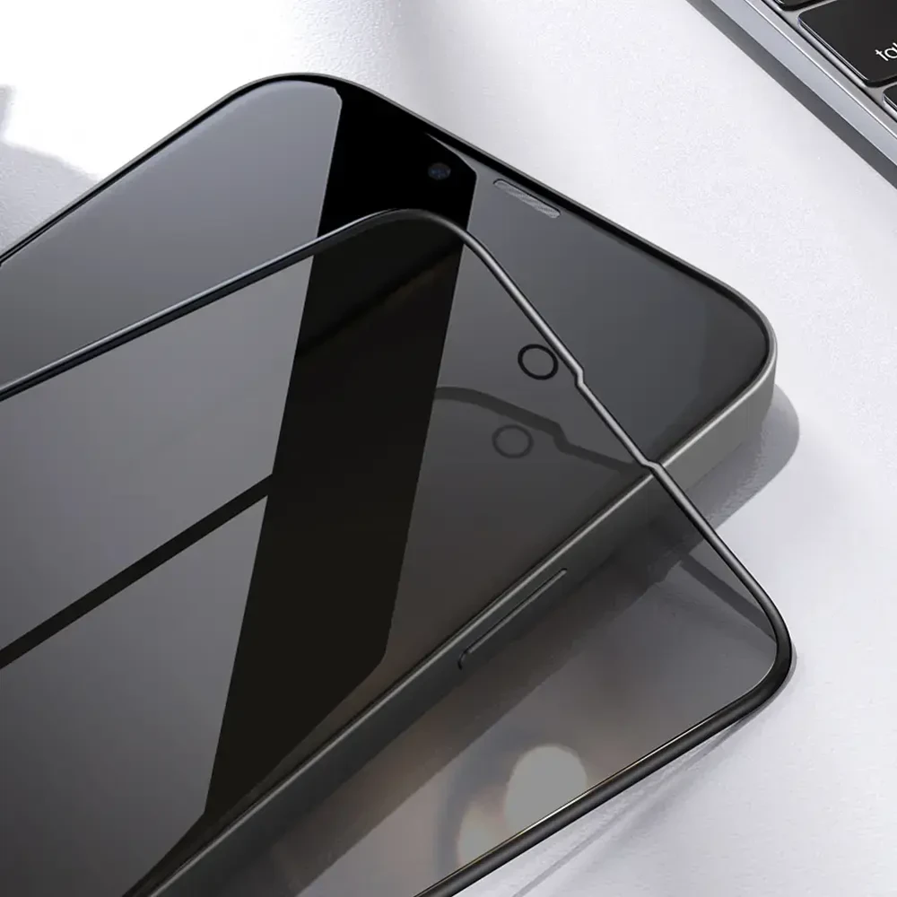 Apsauginis stiklas telefonui iPhone 13 / 13 Pro / 14 Nillkin Privacy juodos spalvos krašteliu