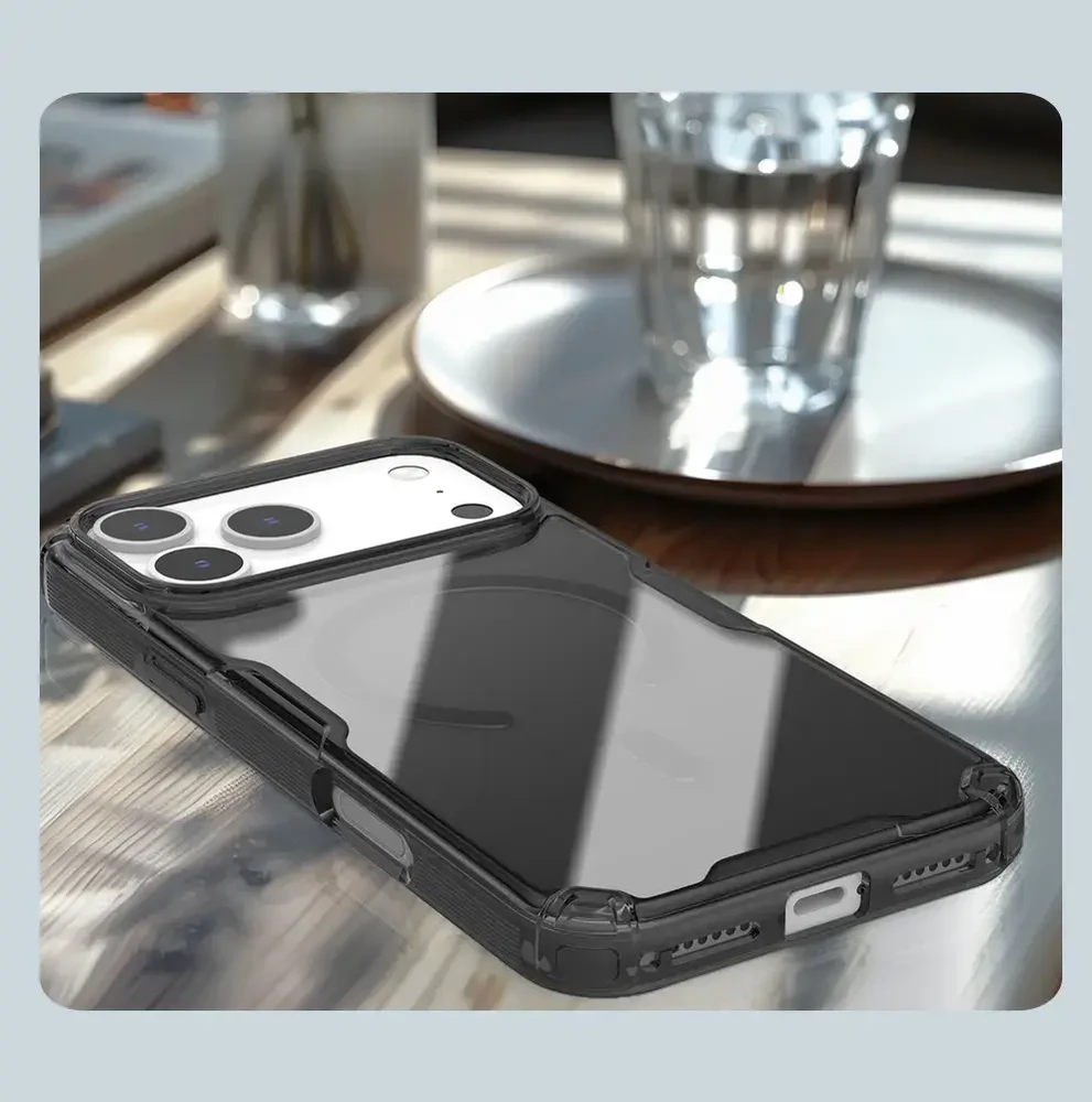 Nillkin Nature TPU Pro Magnetic dėklas suderinamas su MagSafe skirtas Apple iPhone 17 Pro Max – Translucent juodos spalvos