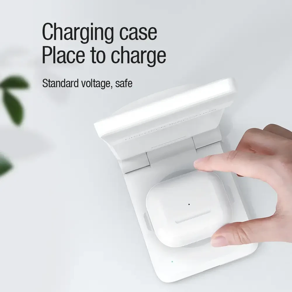 Nillkin PowerTrio 3in1 belaidis įkroviklis MagSafe Apple Watch baltos spalvos (MFI)